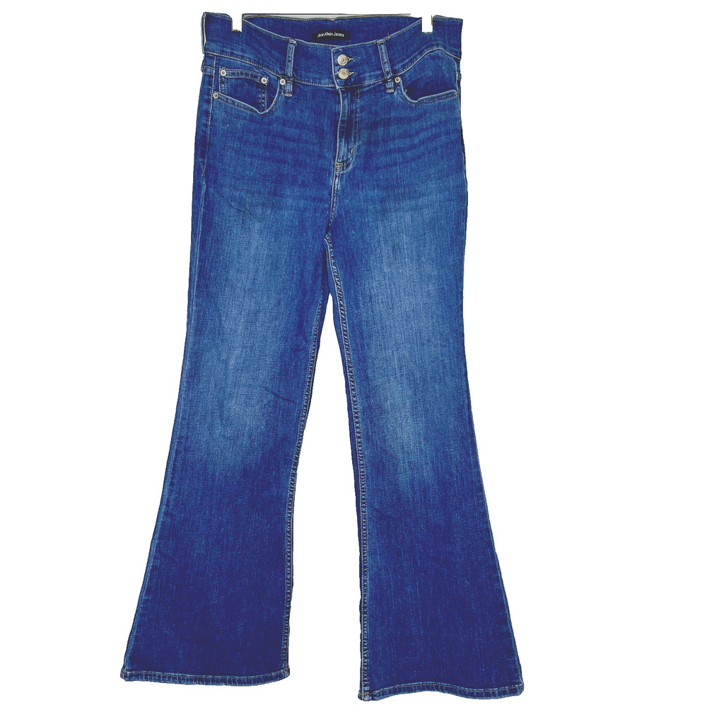 Calvin Klein Womens Jeans 12/31 High Rise Flare Repreve Denim‎ Made w/ Plastic